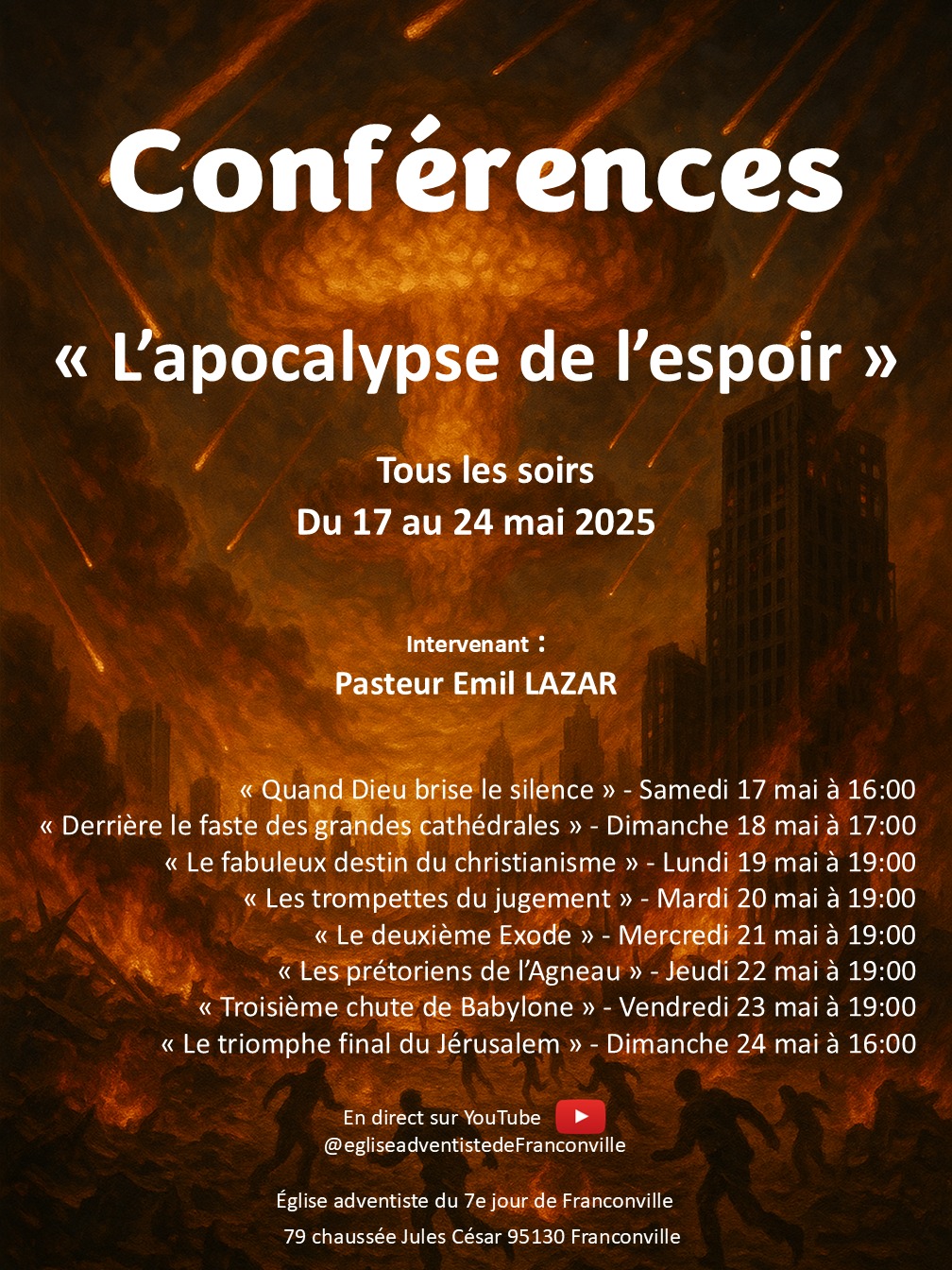 Flyers de la conférence l'apocalypse de l'espoir